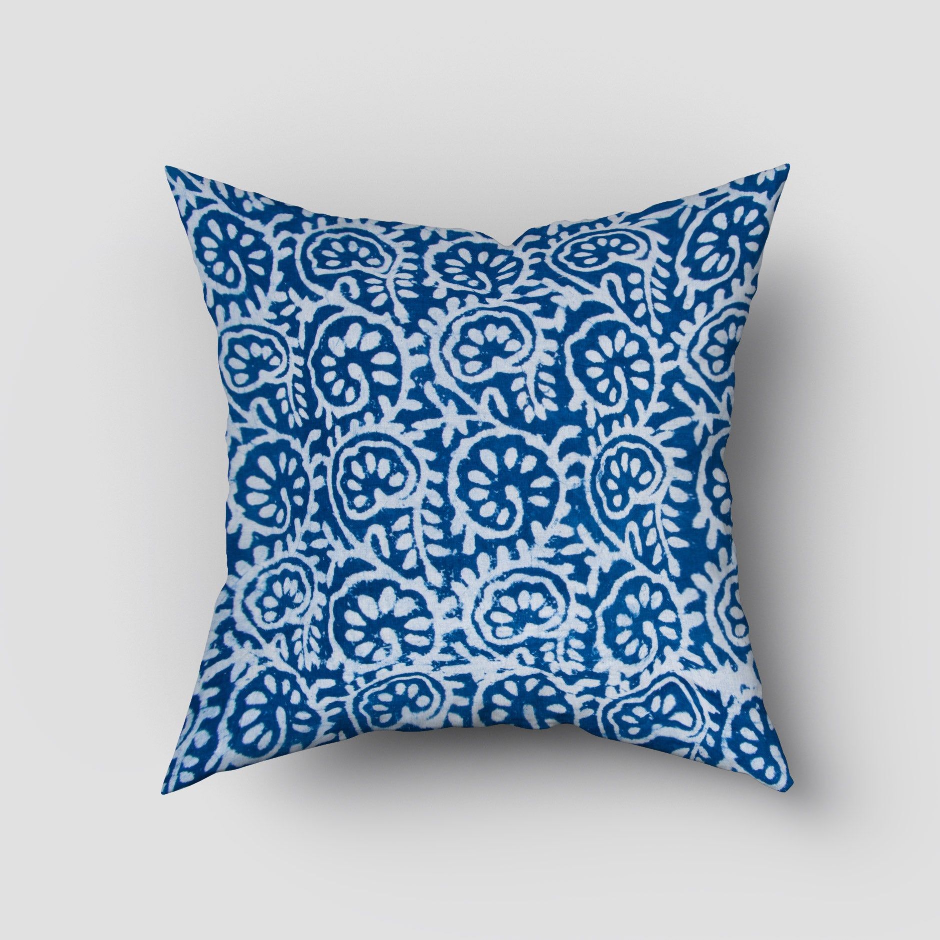 Hand Block Blue Printed Pure Cotton 24 by 24 Cushion Covers